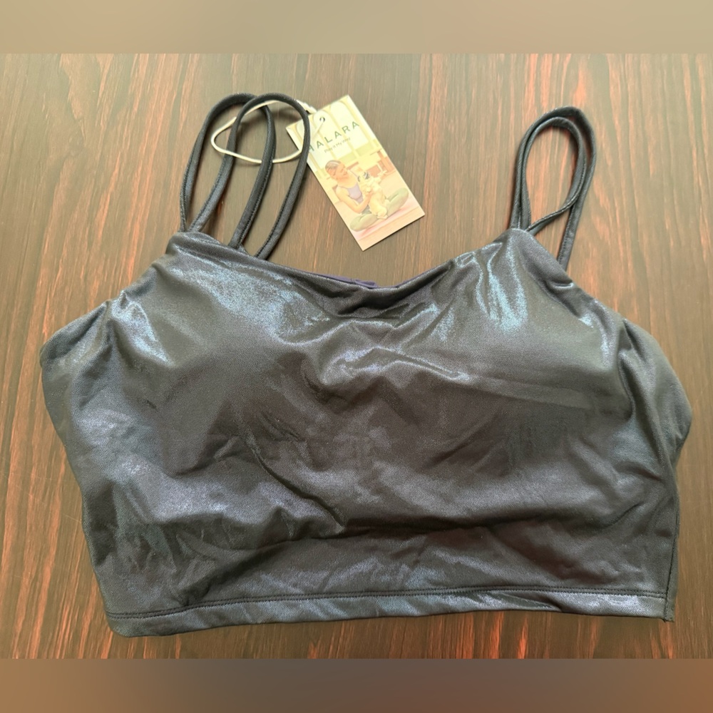 NWT Halara Shiny Midnight Blue Twist Back Cropped Tank Top XL Backless Sexy